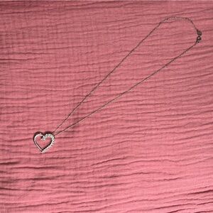 Sterling Silver Heart Diamond Necklace